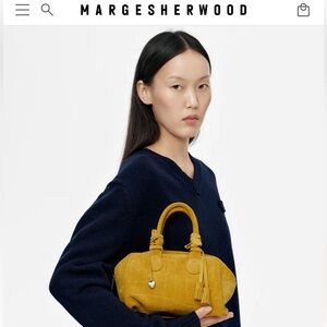MARGE SHERWOOD SOFT BOWLING MUSTARD CROC-EFFECT SUEDE